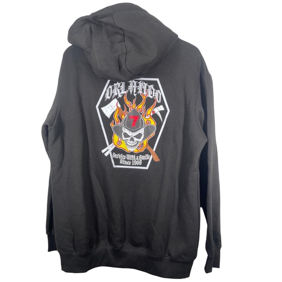 Other - Orlando Rescue Engine Tower 7 Firefighter Skull Graphic Hoodie Black XL